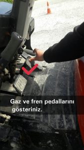 Gaz ve fren pedallarını gösteriniz.